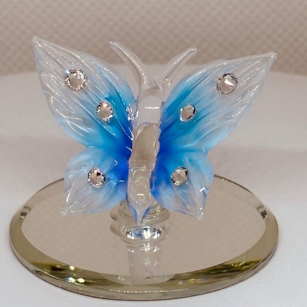 Blue Butterfly Glass Figurine Crystal Accent Home Decor